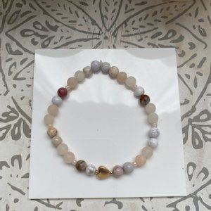 Ocean Jasper beaded bracelet with Berry Quartz